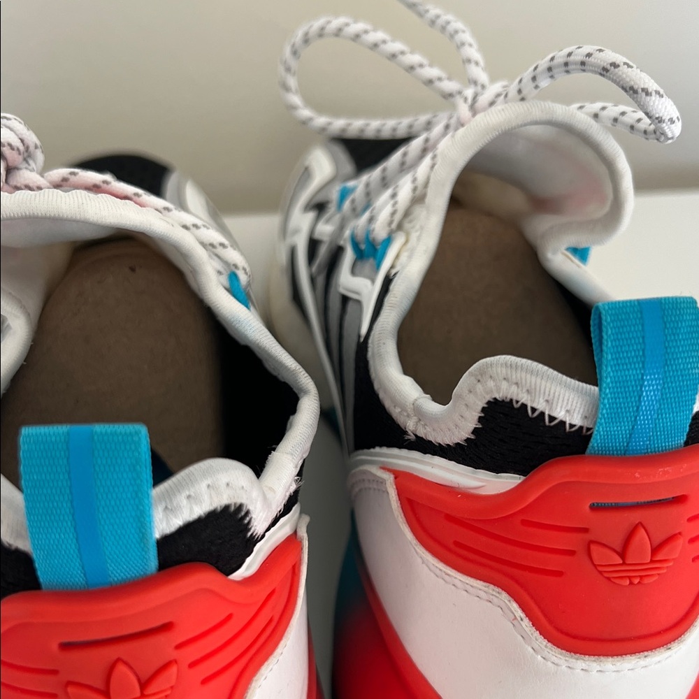 Adidas ZX 2K Boost Black and White Sneakers with Red and Blue Accents - Picture 7 of 14